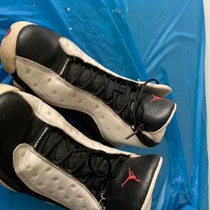 Air Jordans size 12 black and white taxi cab